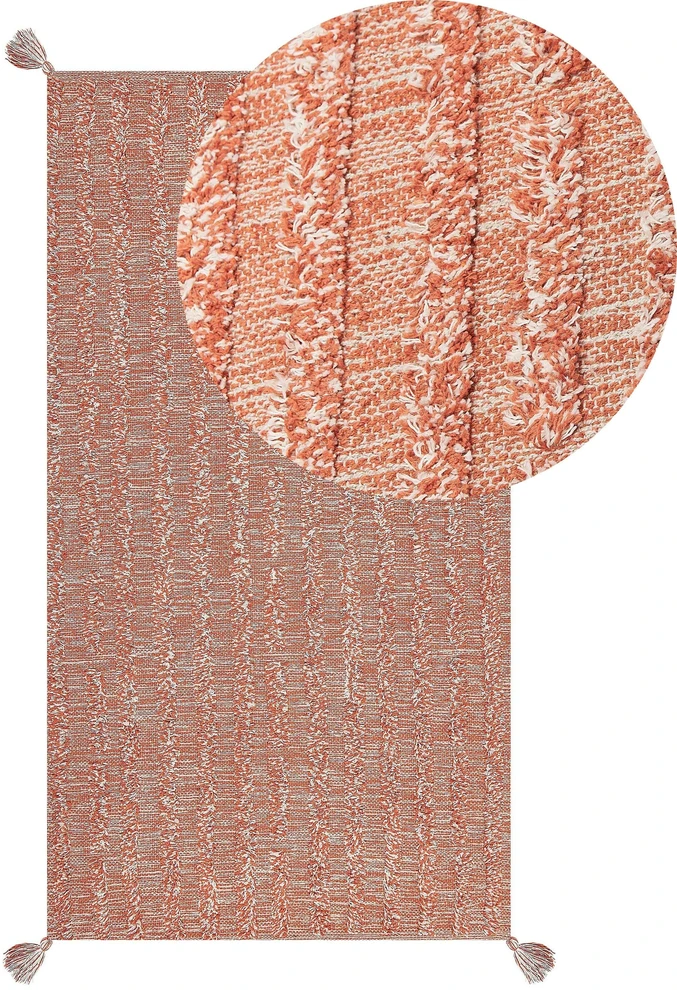 Beliani Kilimas MUGLA oranžinis 80 x 150 cm medvilninis