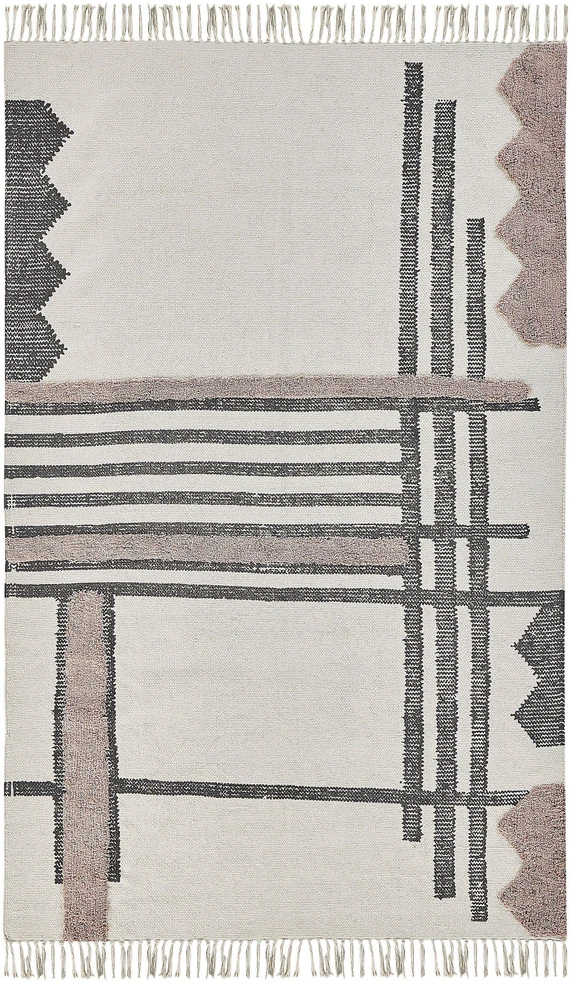 Beliani Kilimas MURADIYE smėlio spalvos 140 x 200 cm medvilninis