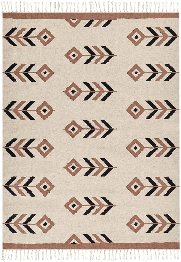 Beliani Kilimas NIAVAN smėlio spalvos 160 x 230 cm medvilninis Kilim