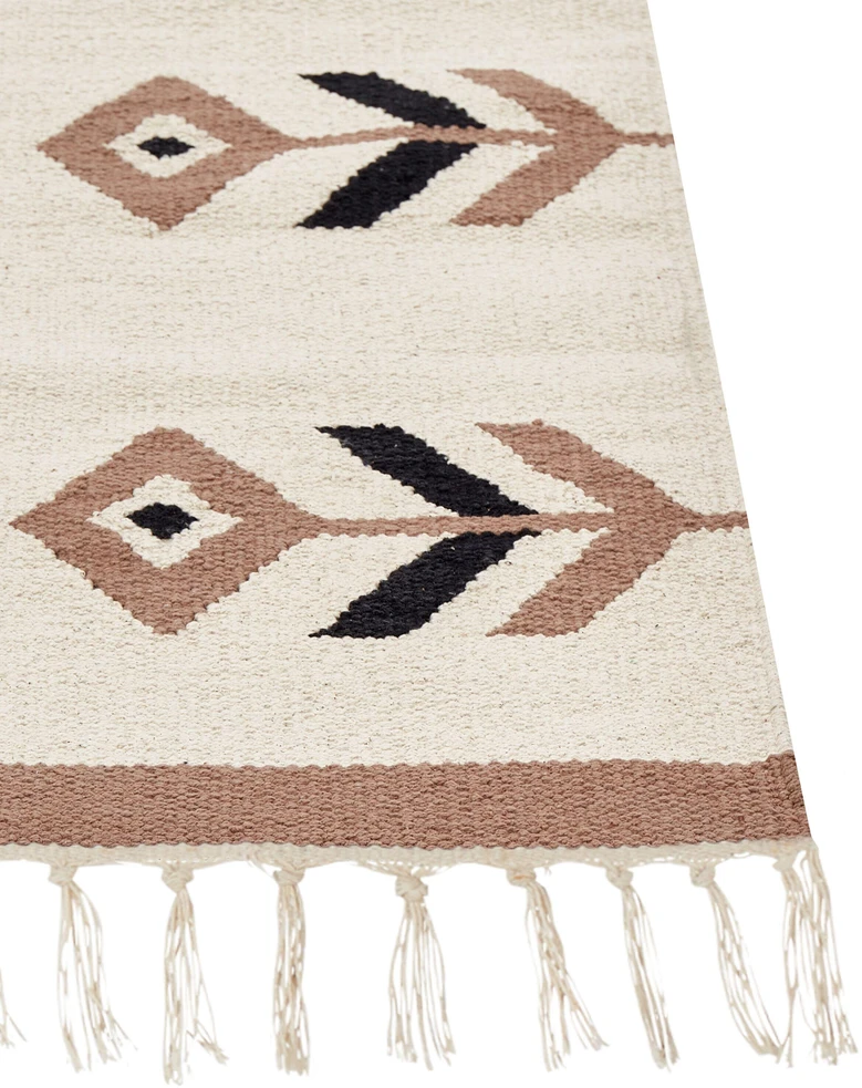 Beliani Kilimas NIAVAN smėlio spalvos 160 x 230 cm medvilninis Kilim