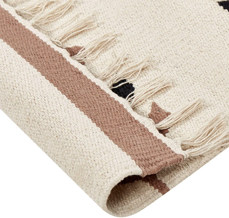 Beliani Kilimas NIAVAN smėlio spalvos 160 x 230 cm medvilninis Kilim