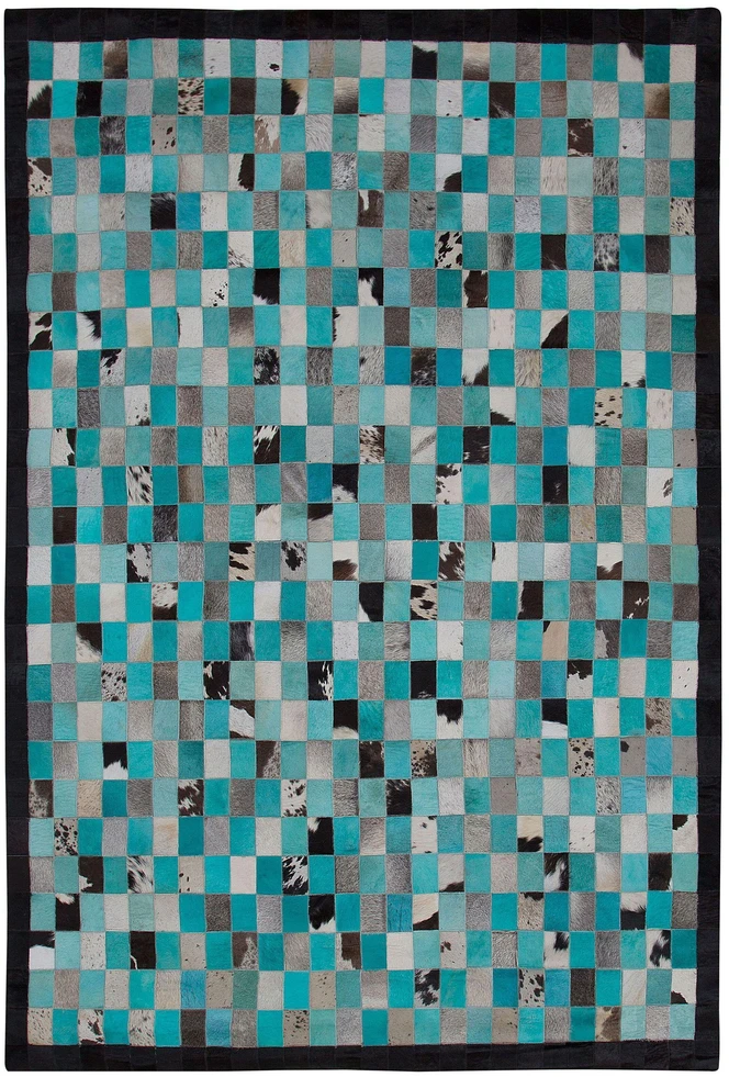 Beliani Kilimas NIKFER mėlynos spalvos 140 x 200 cm natūralios odos