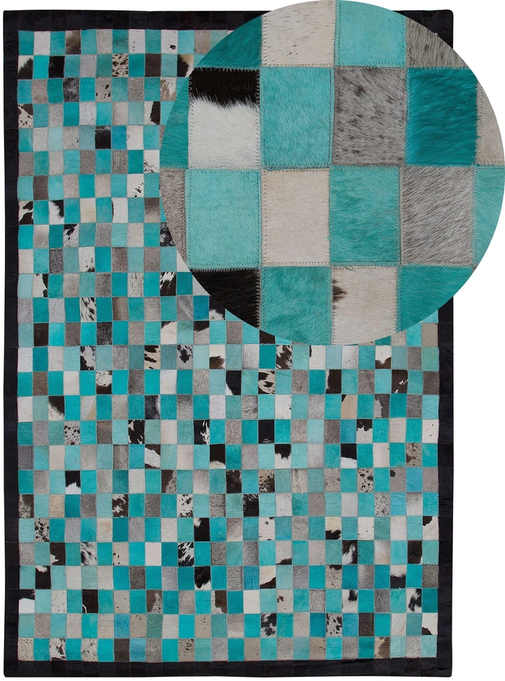 Beliani Kilimas NIKFER turkis spalvos 160 x 230 cm natūrali oda