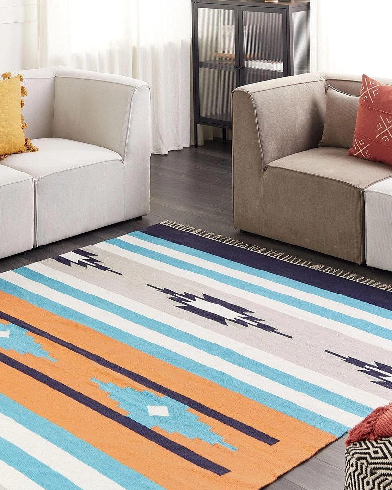 Beliani Kilimas NORATUS spalvingas 200 x 300 cm medvilninis kilim
