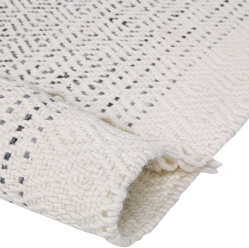 Beliani Kilimas OMERLI baltos spalvos 80 x 150 cm vilnonis
