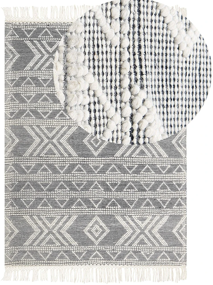 Beliani Kilimas PAZAR juodas/baltas 160 x 230 cm vilnonis