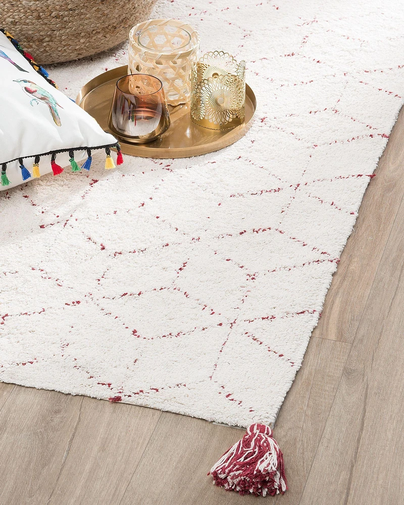Beliani Kilimas SAKARYA baltas 80 x 150 cm medvilninis