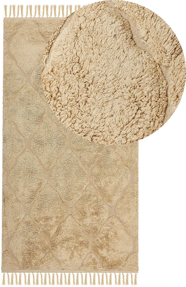Beliani Kilimas SANLIURFA Smėlio spalvos 80 x 150 cm Medvilninis