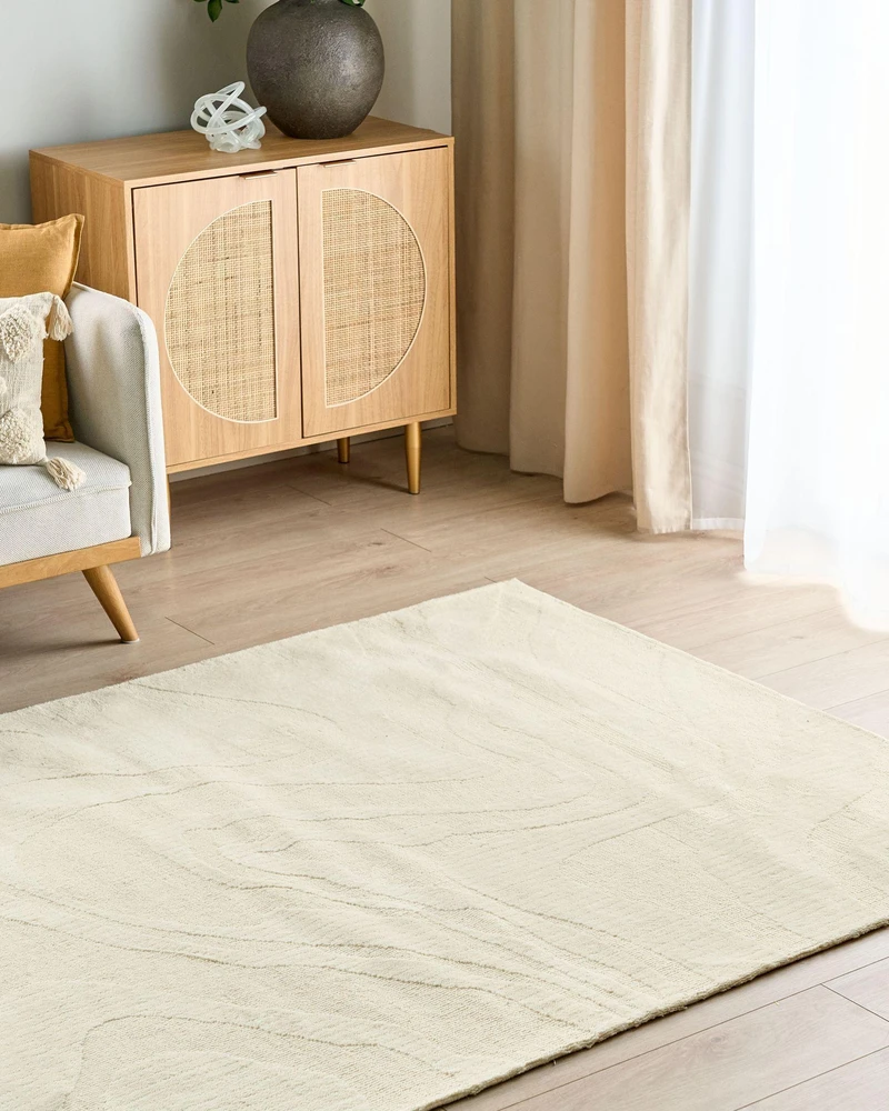 Beliani Kilimas SASNAK smėlio spalvos 200 x 300 cm vilnonis