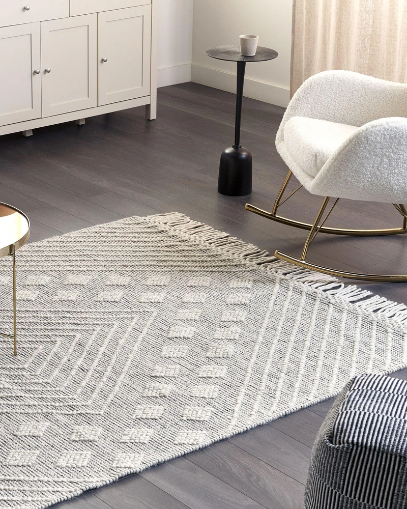 Beliani Kilimas SAVUR Pilkas 160 x 230 cm Vilnonis