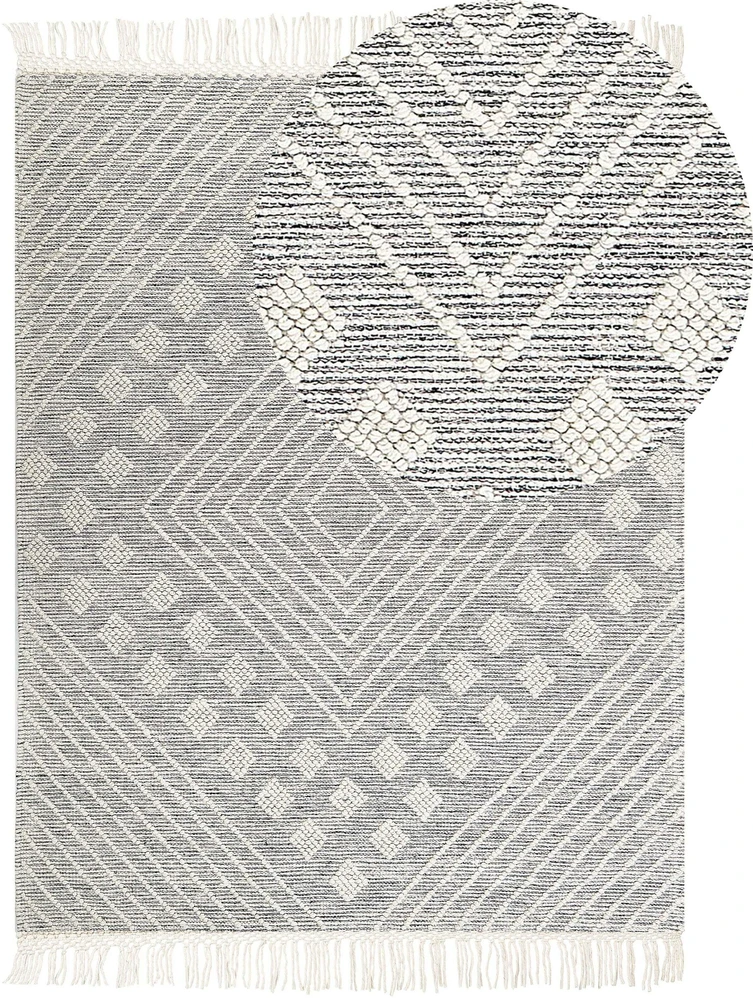 Beliani Kilimas SAVUR Pilkas 160 x 230 cm Vilnonis
