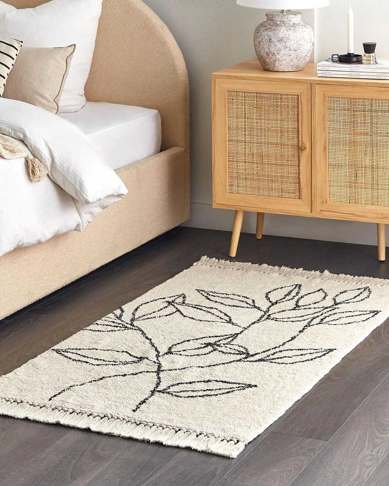 Beliani Kilimas SAZLI smėlio spalvos 80 x 150 cm medvilninis