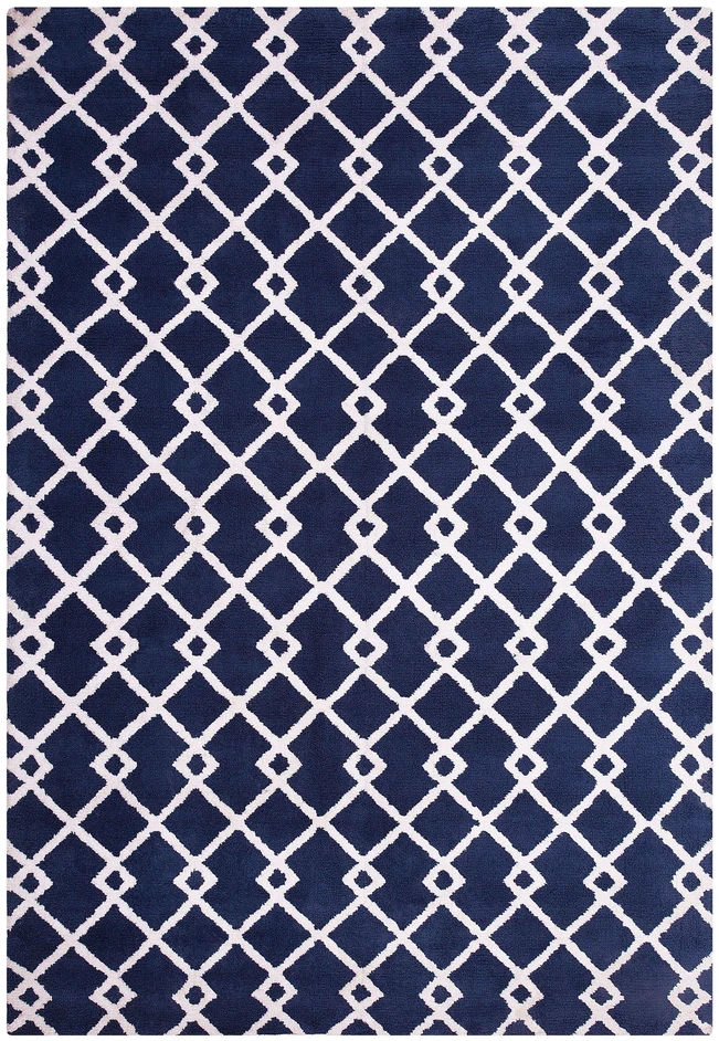 Beliani Kilimas SERRES mėlynos spalvos 140 x 200 cm