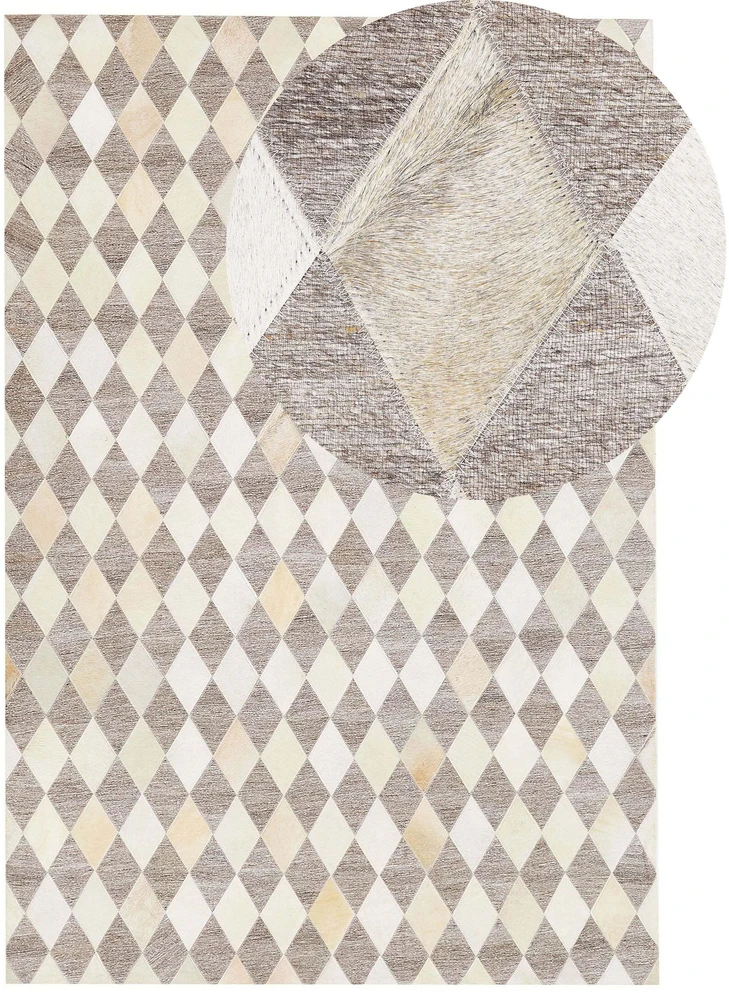 Beliani Kilimas SESLICE smėlio spalvos 140 x 200 cm iš natūralios odos
