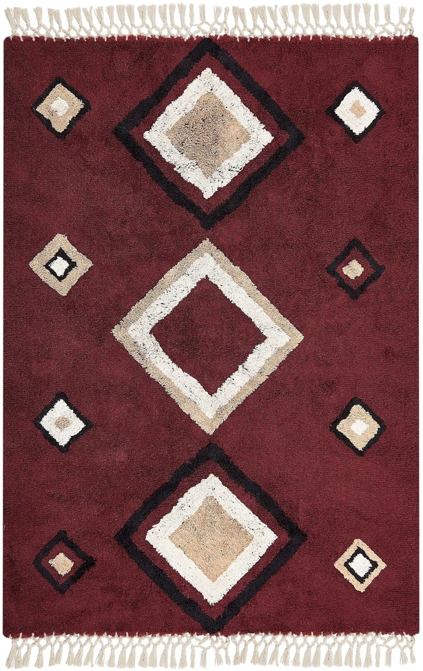 Beliani Kilimas SIIRT raudona 160 x 230 cm medvilninis