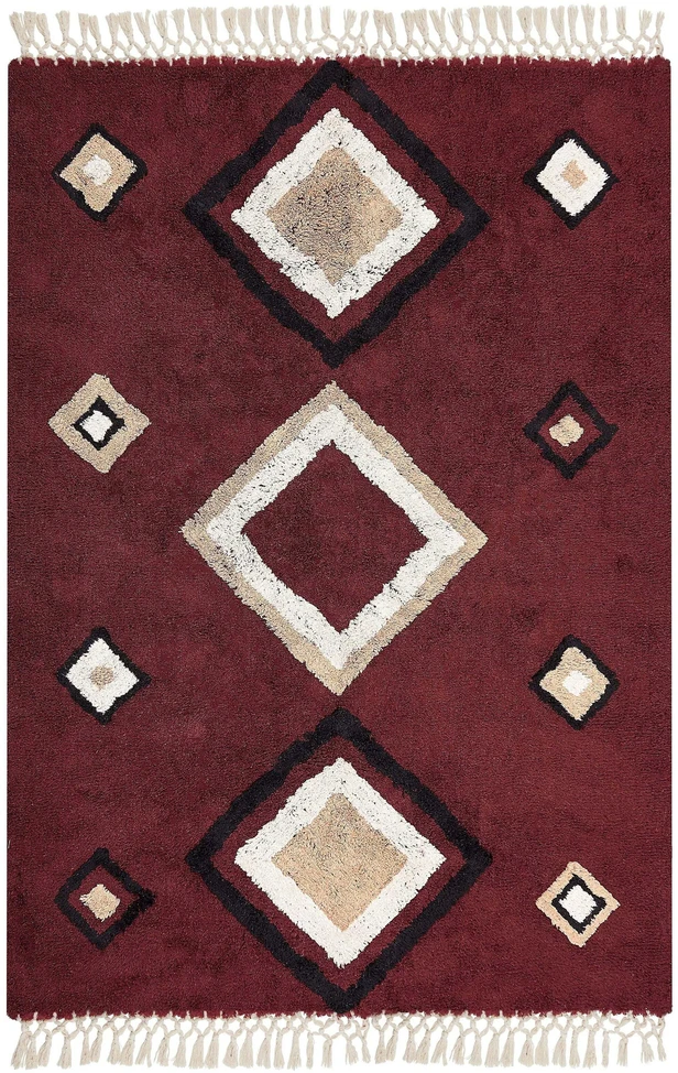 Beliani Kilimas SIIRT raudonas 140 x 200 cm medvilninis