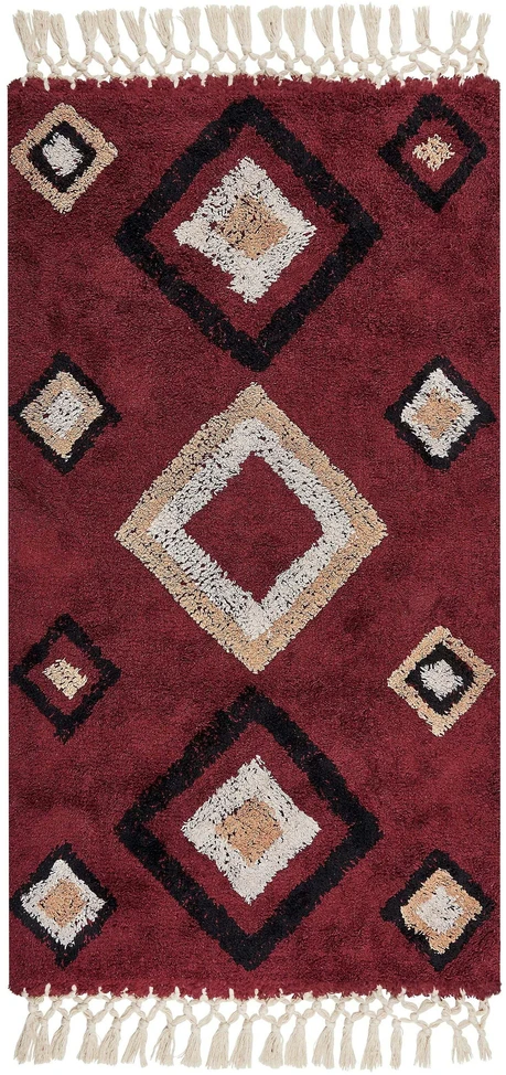 Beliani Kilimas SIIRT raudonas 80 x 150 cm medvilninis