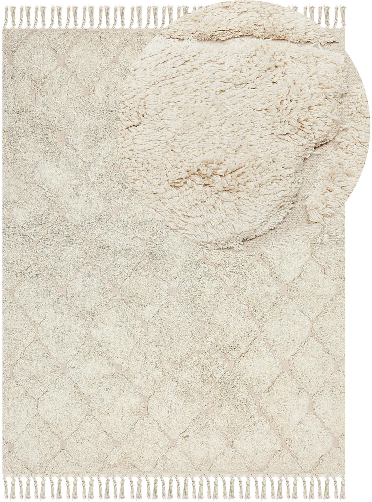 Beliani Kilimas SILCHAR smėlio spalvos 160 x 230 cm medvilninis