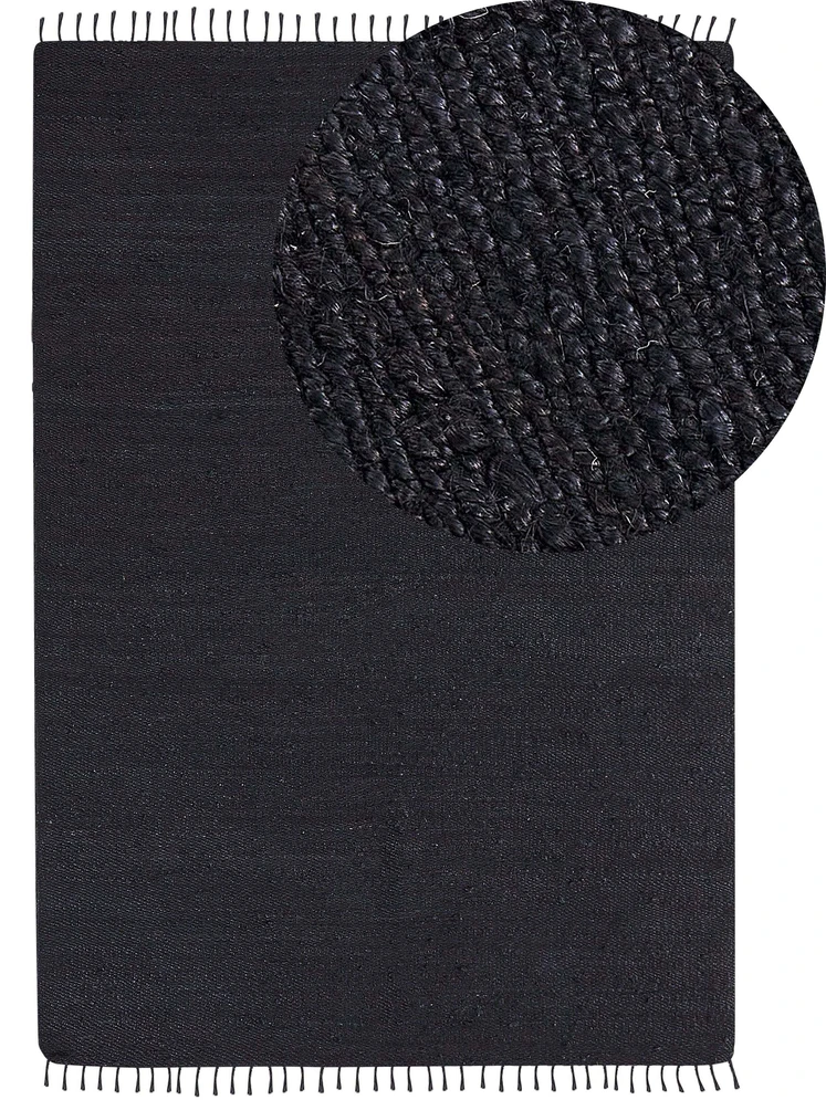 Beliani Kilimas SINANKOY juodas 160 x 230 cm džiutas
