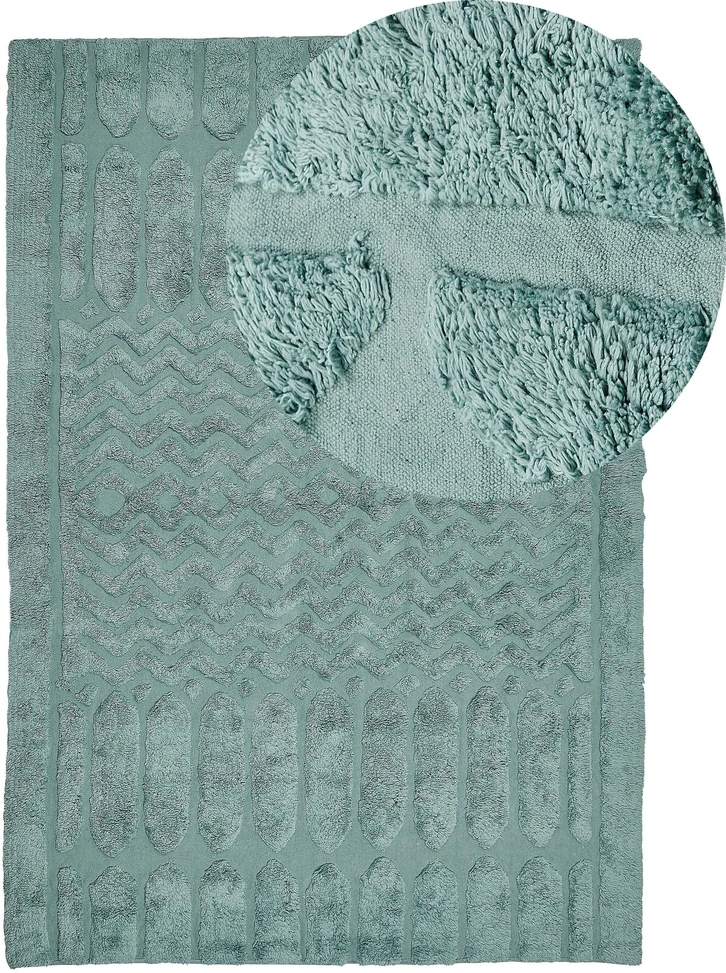 Beliani Kilimas SIRNAK mėtų spalvos 140 x 200 cm medvilninis
