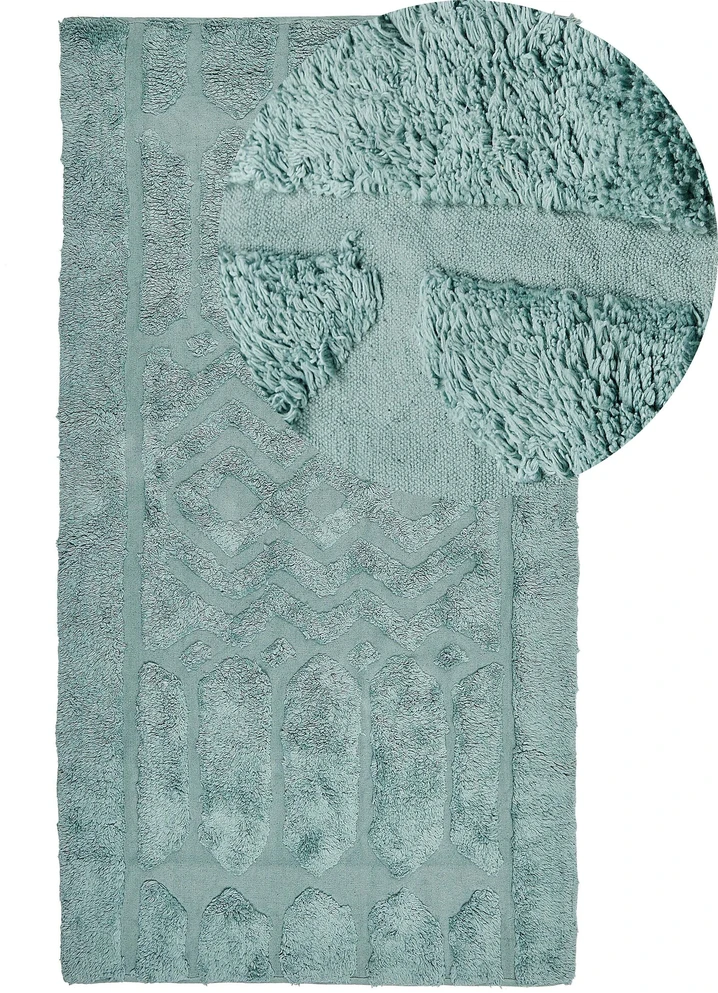 Beliani Kilimas SIRNAK mėtų spalvos 80 x 150 cm medvilninis
