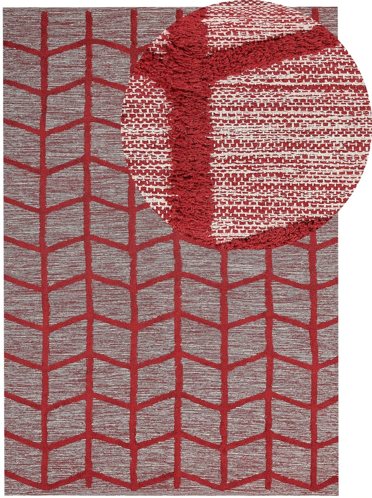 Beliani Kilimas SIVAS raudonas 160 x 230 cm medvilninis