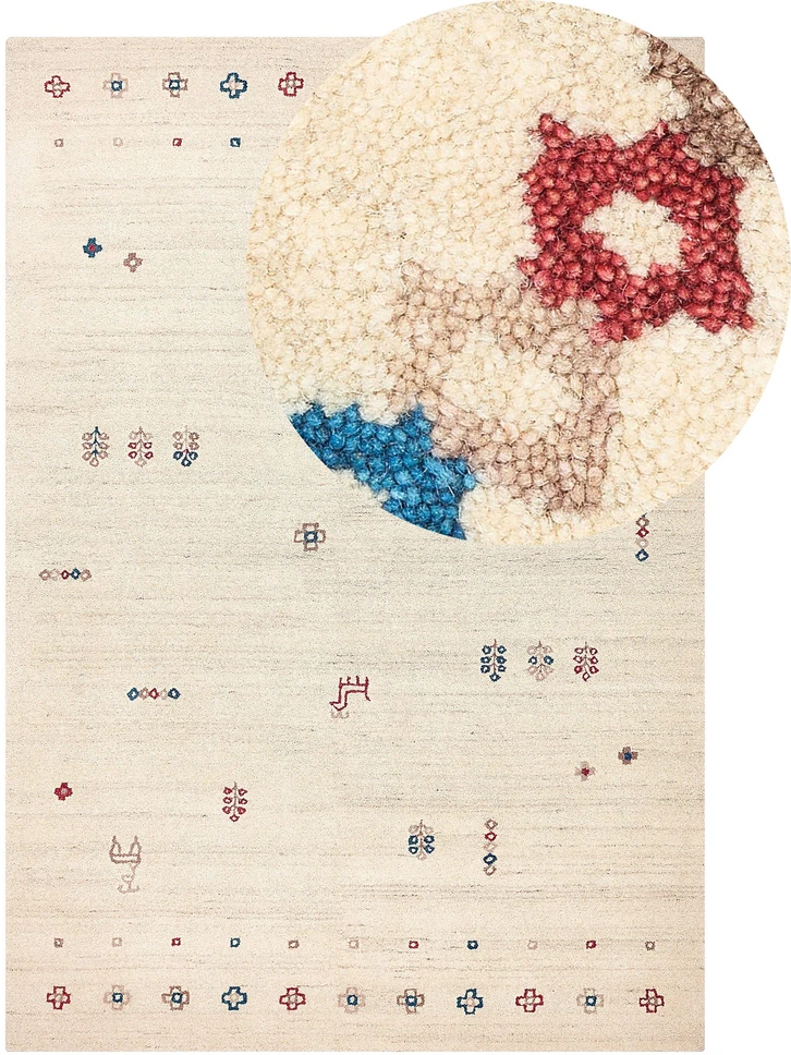 Beliani Kilimas SULUCA smėlio spalvos 140 x 200 cm vilnonis Gabbeh