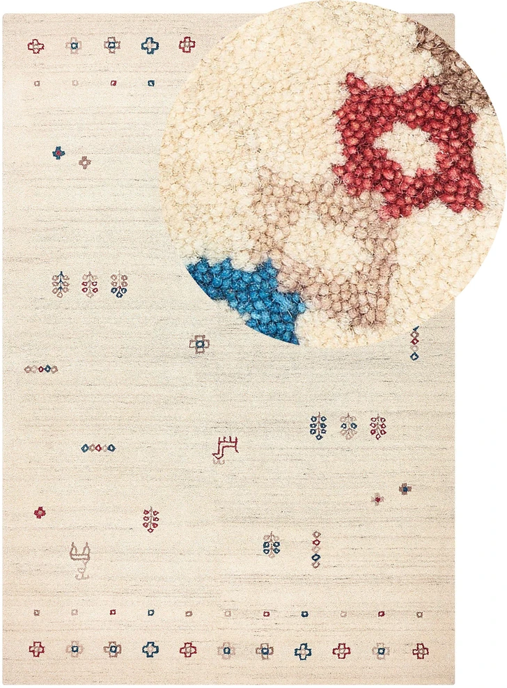 Beliani Kilimas SULUCA smėlio spalvos 200 x 300 cm vilnonis Gabbeh