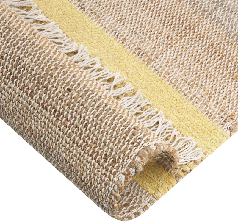 Beliani Kilimas TALPUR geltonas 160 x 230 cm džiutas