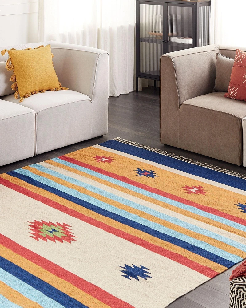 Beliani Kilimas TARONIK spalvotas 200 x 300 cm medvilninis Kilim