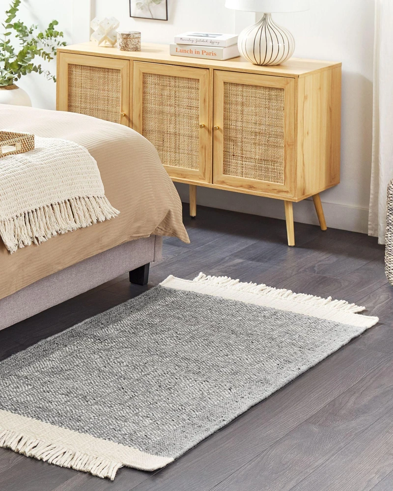 Beliani Kilimas TATLISU pilkas 80 x 150 cm vilnonis