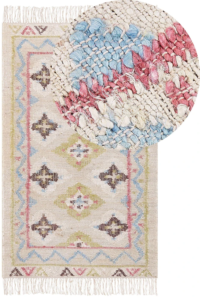 Beliani Kilimas TERKOS spalvingas 80 x 150 cm džiutas