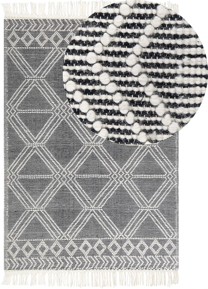 Beliani Kilimas TOPRAKKALE pilkas 160 x 230 cm vilnos
