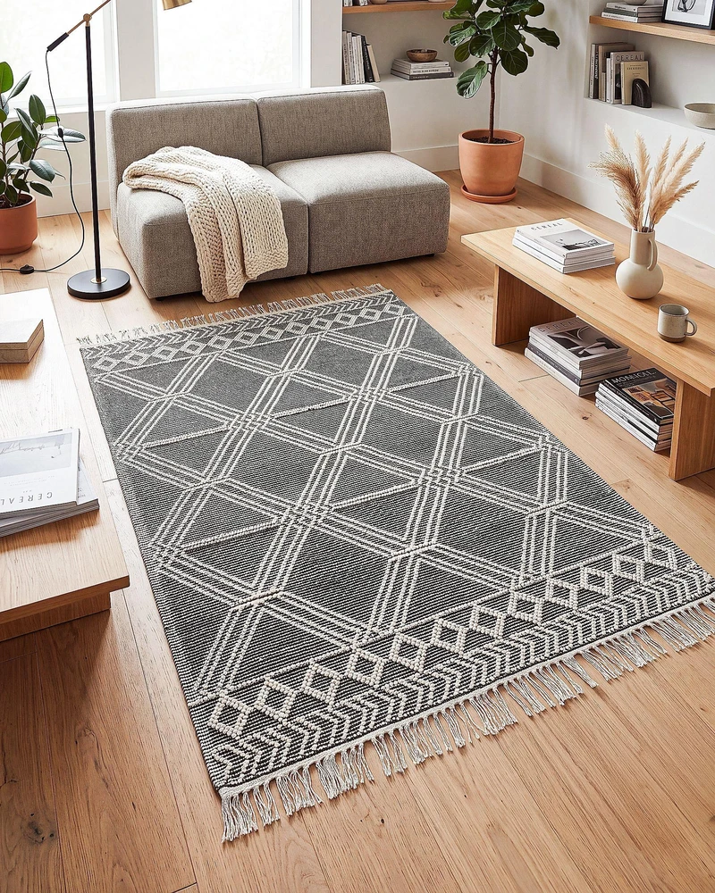 Beliani Kilimas TOPRAKKALE pilkas 160 x 230 cm vilnos
