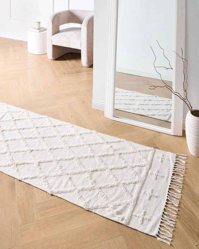 Beliani Kilimas TOZLU smėlio spalvos 80 x 230 cm medvilninis