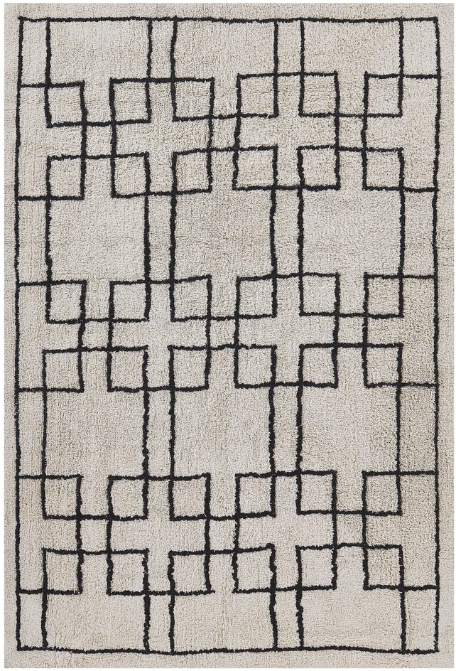 Beliani Kilimas TURHAL smėlio spalvos 140 x 200 cm medvilninis