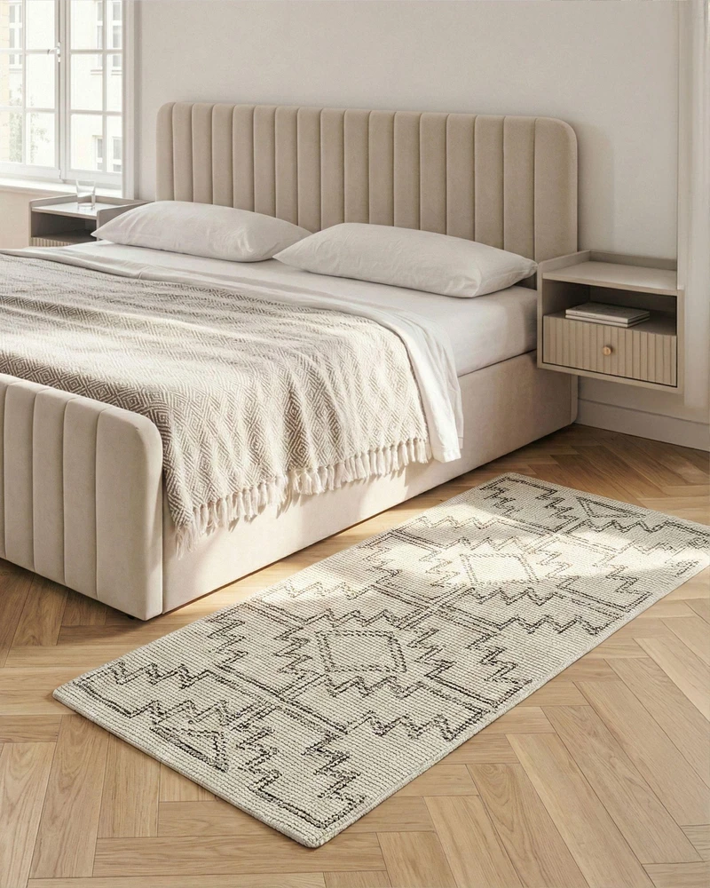 Beliani Kilimas URLA smėlio spalvos 80 x 150 cm vilnonis