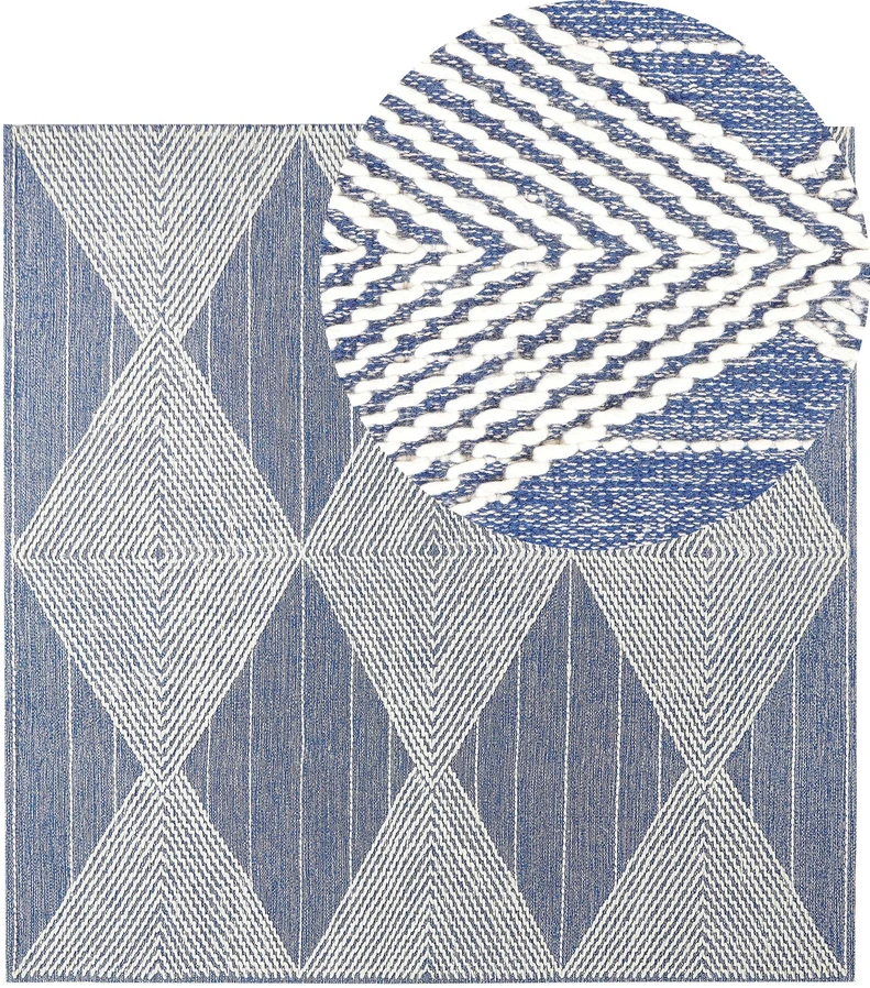 Beliani Kilimėlis DATCA Mėlynas 200 x 200 cm Vilna