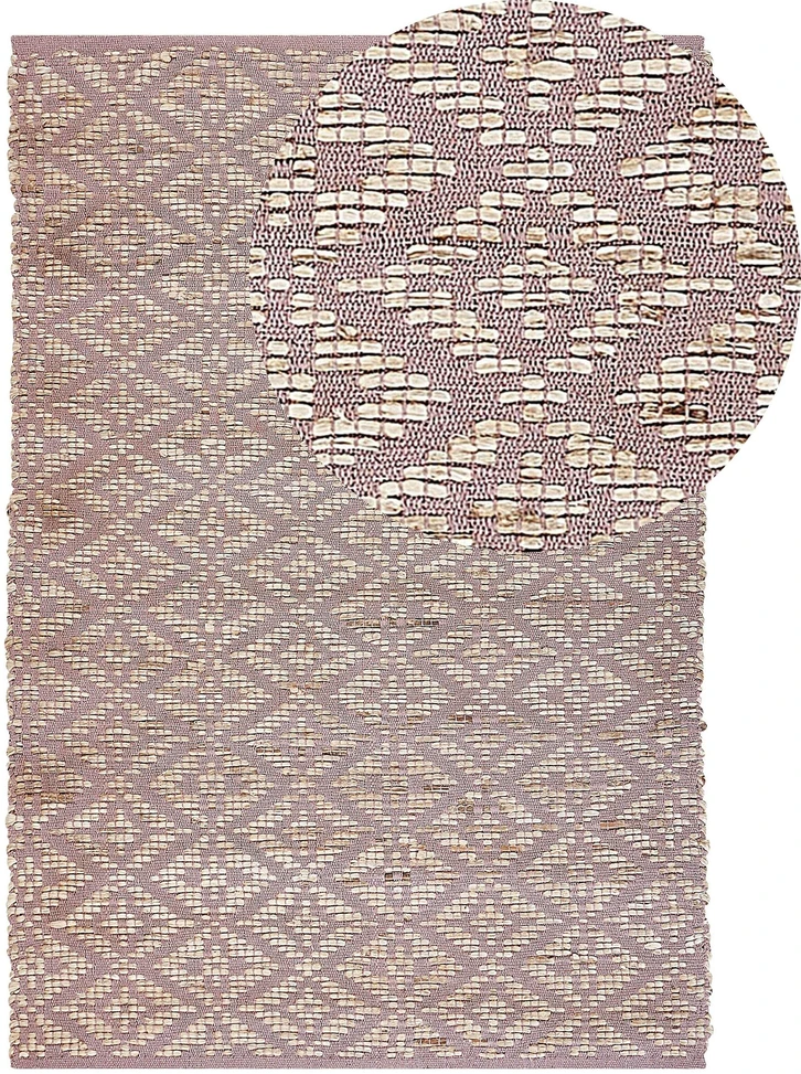 Beliani Kilimėlis GERZE rožinis 140 x 200 cm medvilninis
