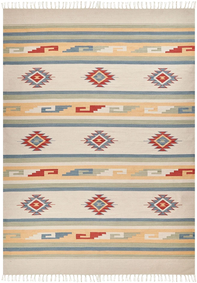 Beliani Kiliminio kilimo kilimas APARAN smėlio spalvos 140 x 200 cm medvilninis
