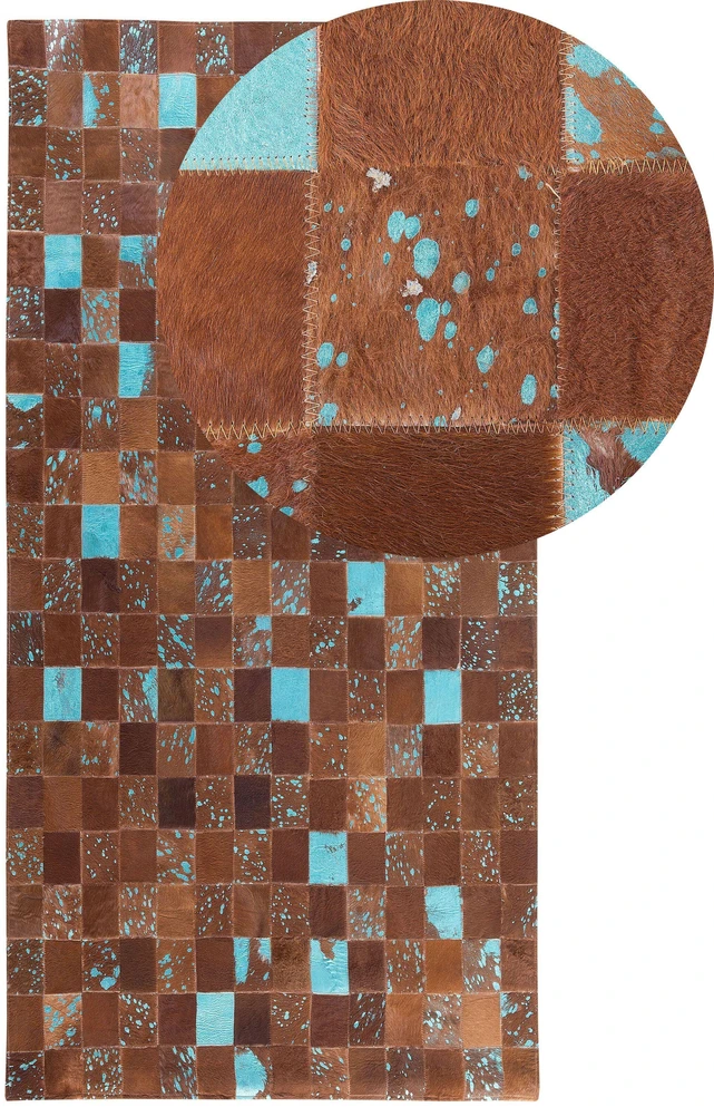 Beliani Kiliminis ALIAGA Rudas 80 x 150 cm Natūrali oda