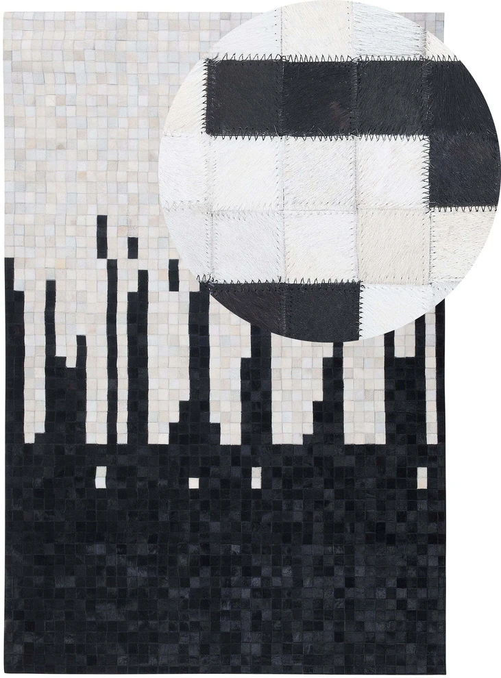 Beliani Kiliminis BOLU juodas 160 x 230 cm natūralios odos