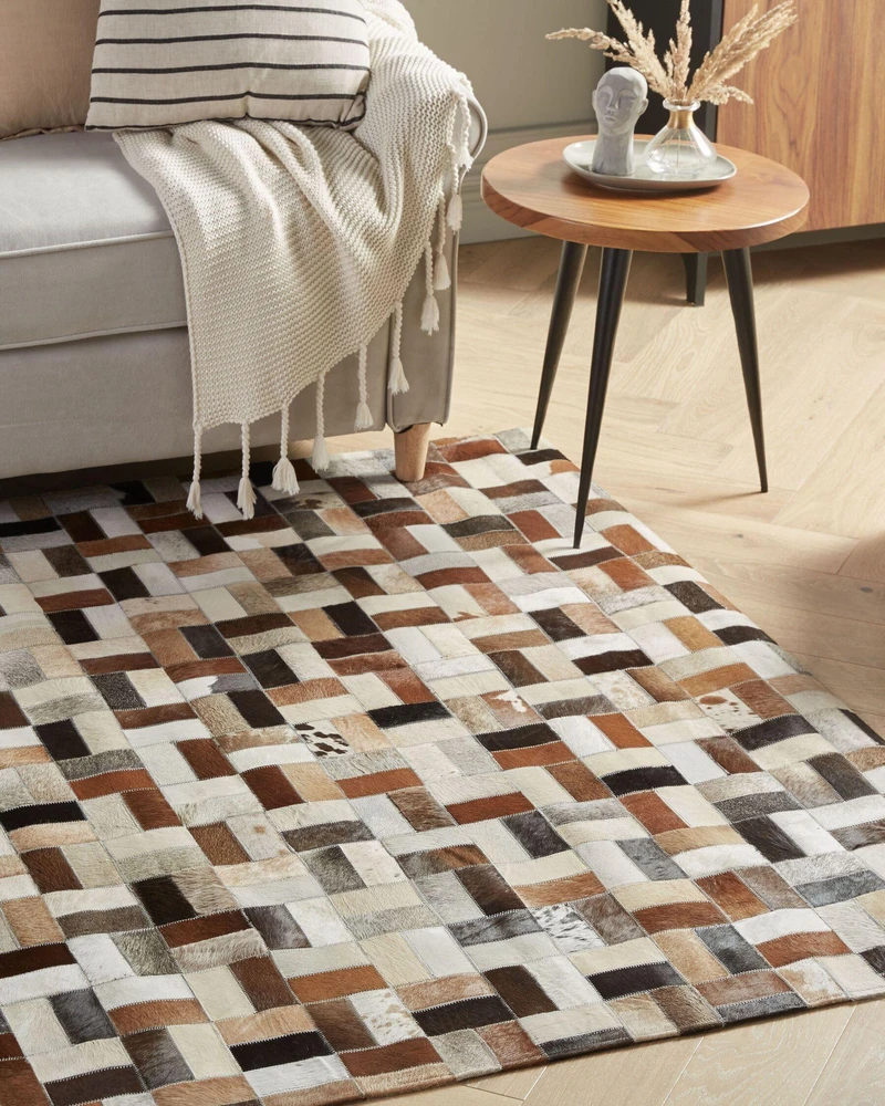 Beliani Kiliminis CESME spalvotas 160 x 230 cm natūrali oda
