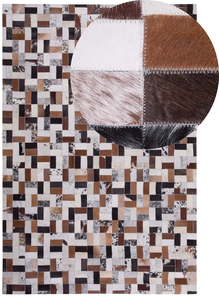 Beliani Kiliminis CESME spalvotas 160 x 230 cm natūrali oda