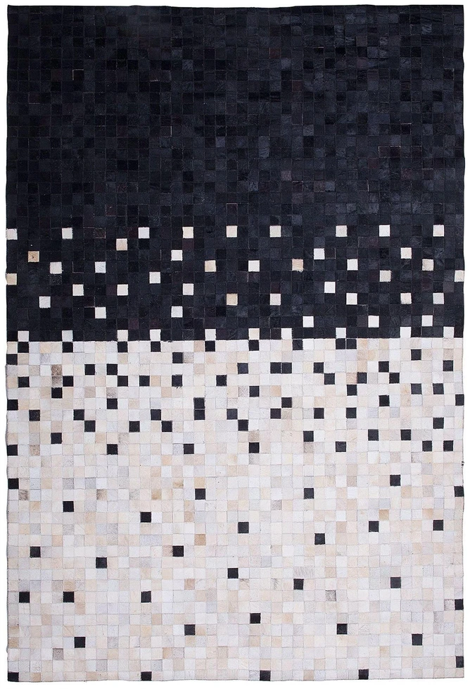 Beliani Kiliminis ERFELEK juodas 140 x 200 cm natūrali oda
