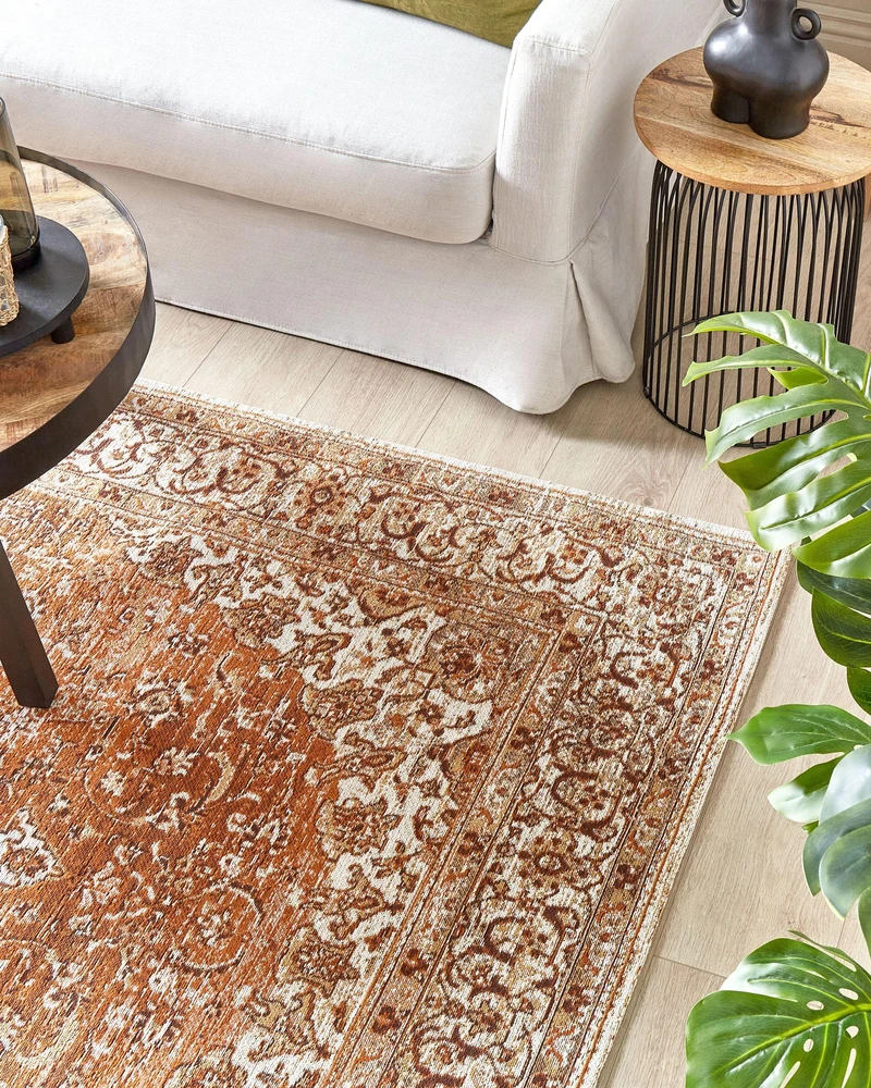 Beliani Kiliminis HAYA oranžinis 160 x 230 cm medvilninis
