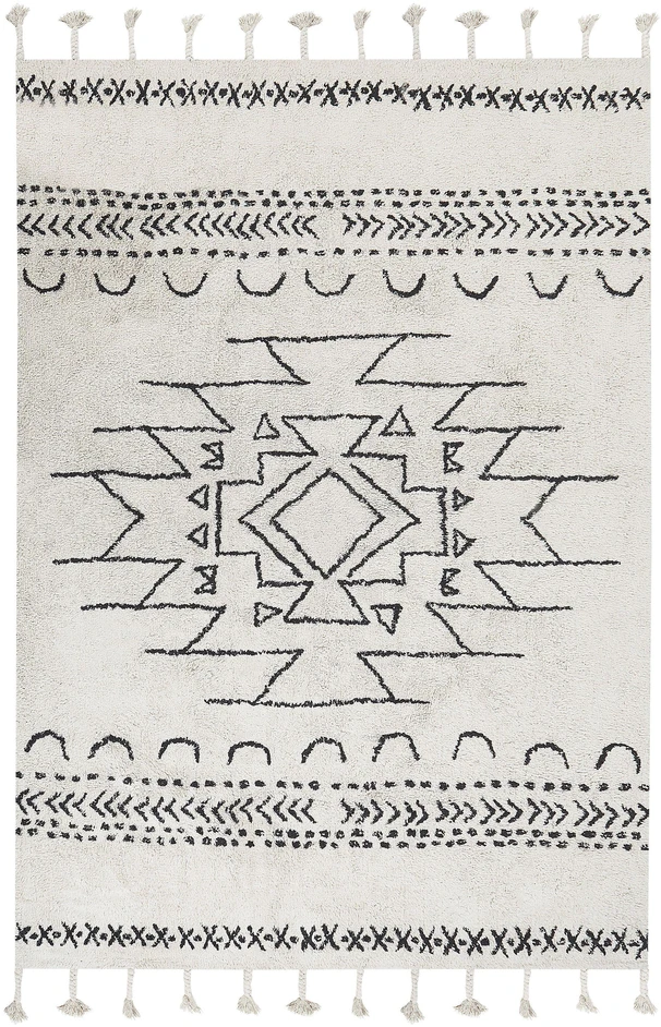 Beliani Kiliminis KHOURIBGA, kreminė balta spalva, 140 x 200 cm, medvilninis