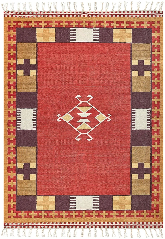 Beliani Kiliminis kilimas PARAKAR spalvotas 140 x 200 cm medvilninis