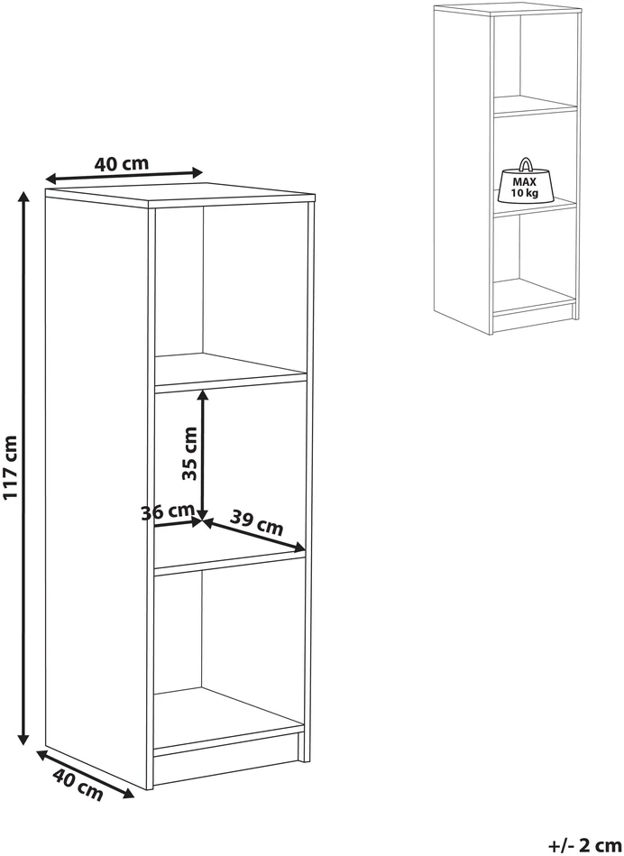 Beliani Knygų lentyna 3 lentynų ZEHNA 117 cm Balta