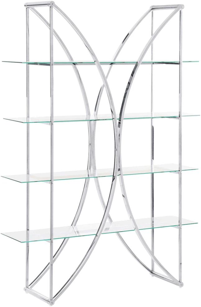 Beliani Knygų lentyna 4 lentynų HOLLOW Metal 175 cm Sidabrinė